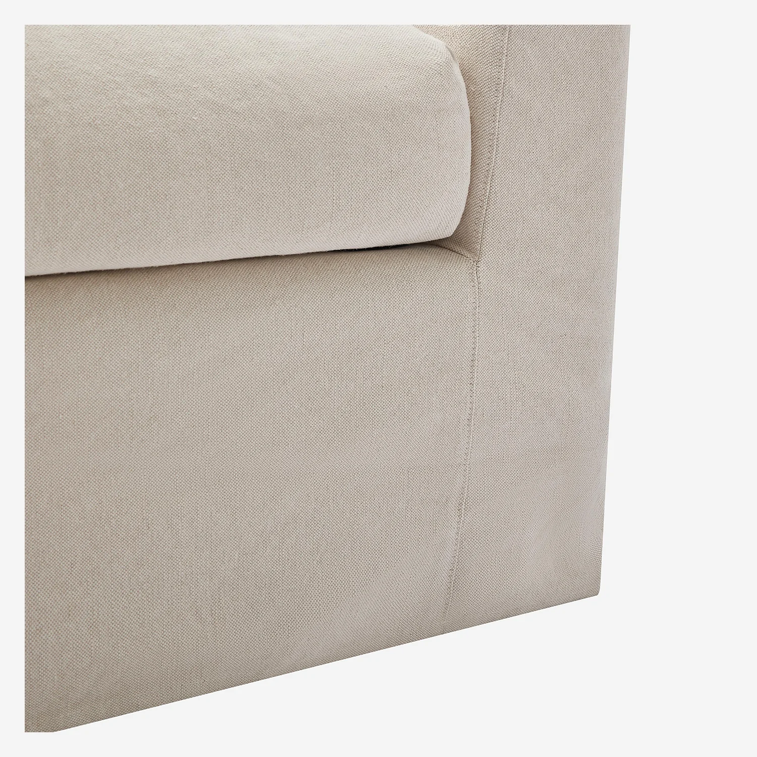 Canapé 3 places déhoussable en coton et lin garni de plumes - Sable blanc - 6