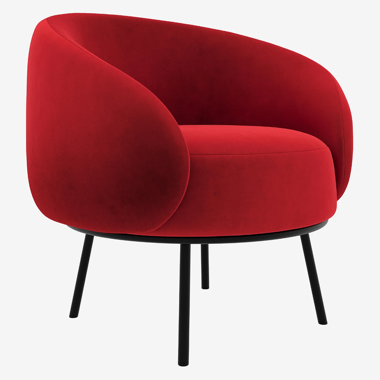 Fauteuil en velours et métal - Rouge framboise et noir - Design by Adrien Carvès - 4