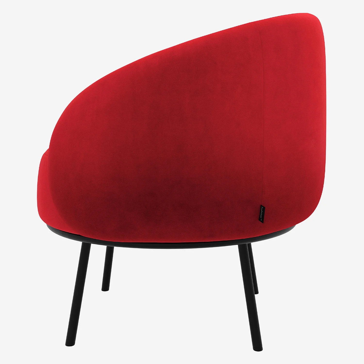 Fauteuil en velours et métal - Rouge framboise et noir - Design by Adrien Carvès - 5