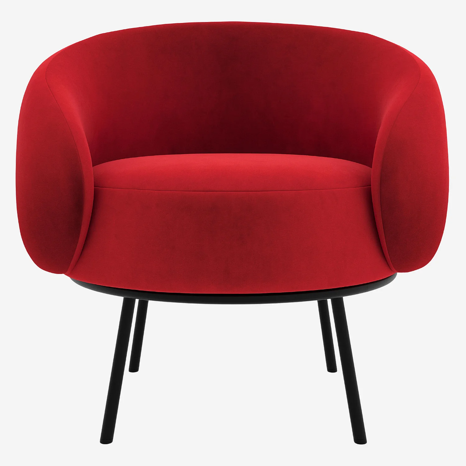 Fauteuil en velours et métal - Rouge framboise et noir - Design by Adrien Carvès - 2