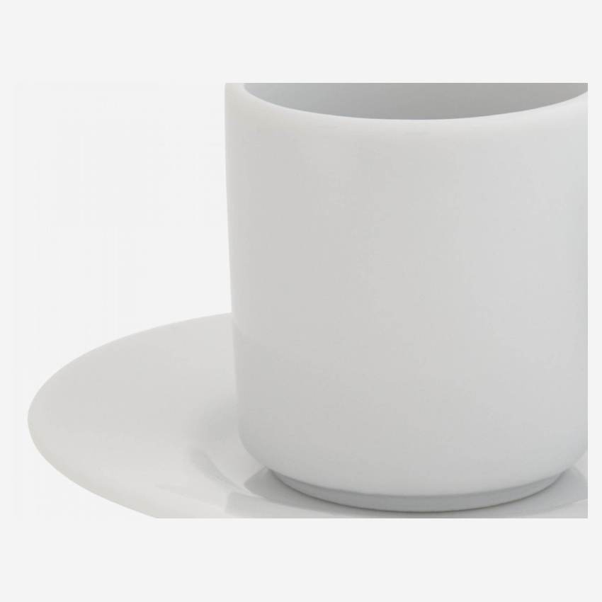 Porcelain coffee cup and saucer - White