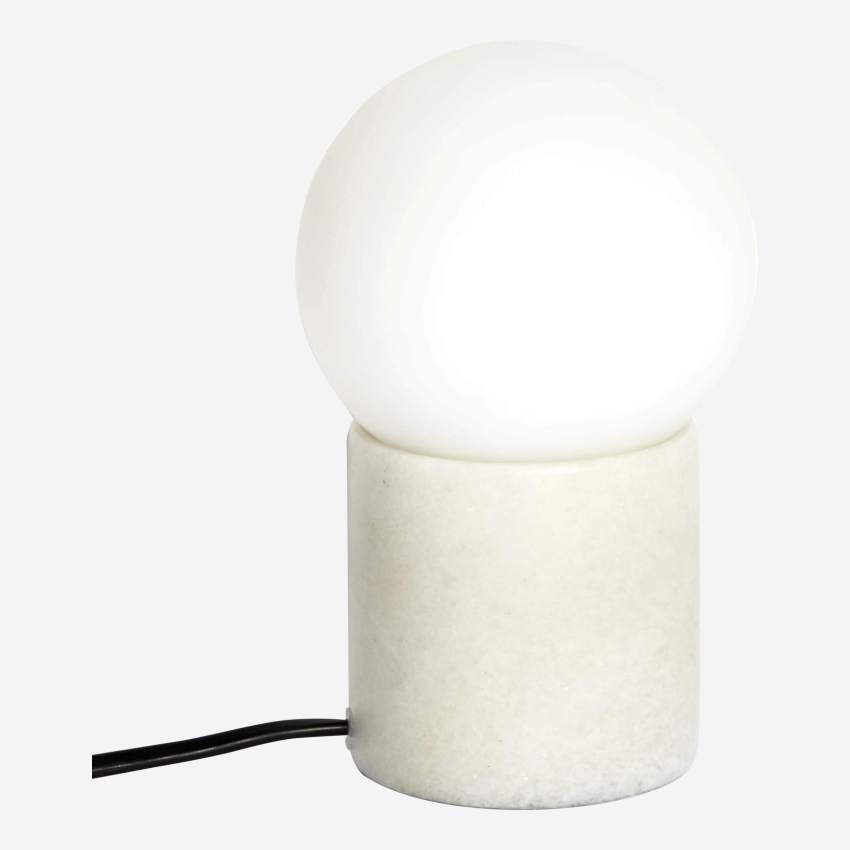 Frosted glass 16.5cm table lamp with marble base
