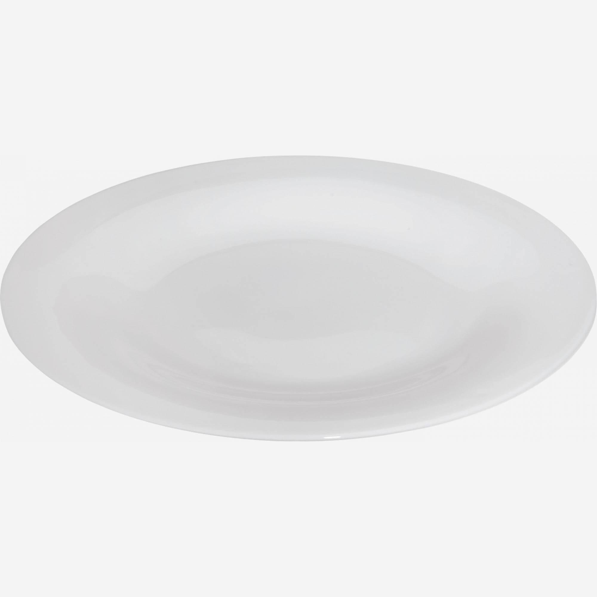 Assiette à dessert en porcelaine - 21 cm - Blanc  (Lot de 6)