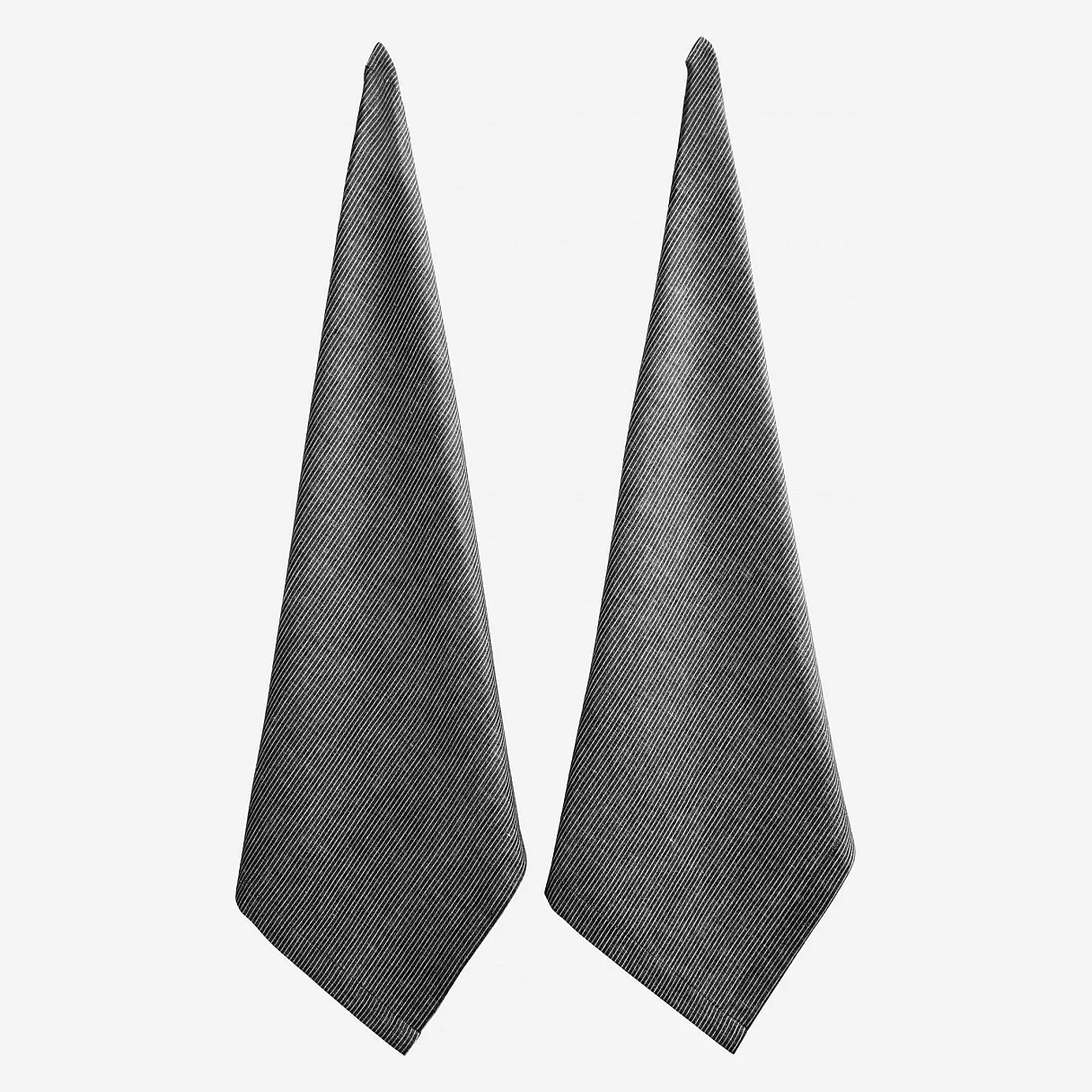 2er Set Geschirrtücher, 70x50cm, aus Baumwolle und Leinen, schwarz, weiß (6-er-Set) - 1