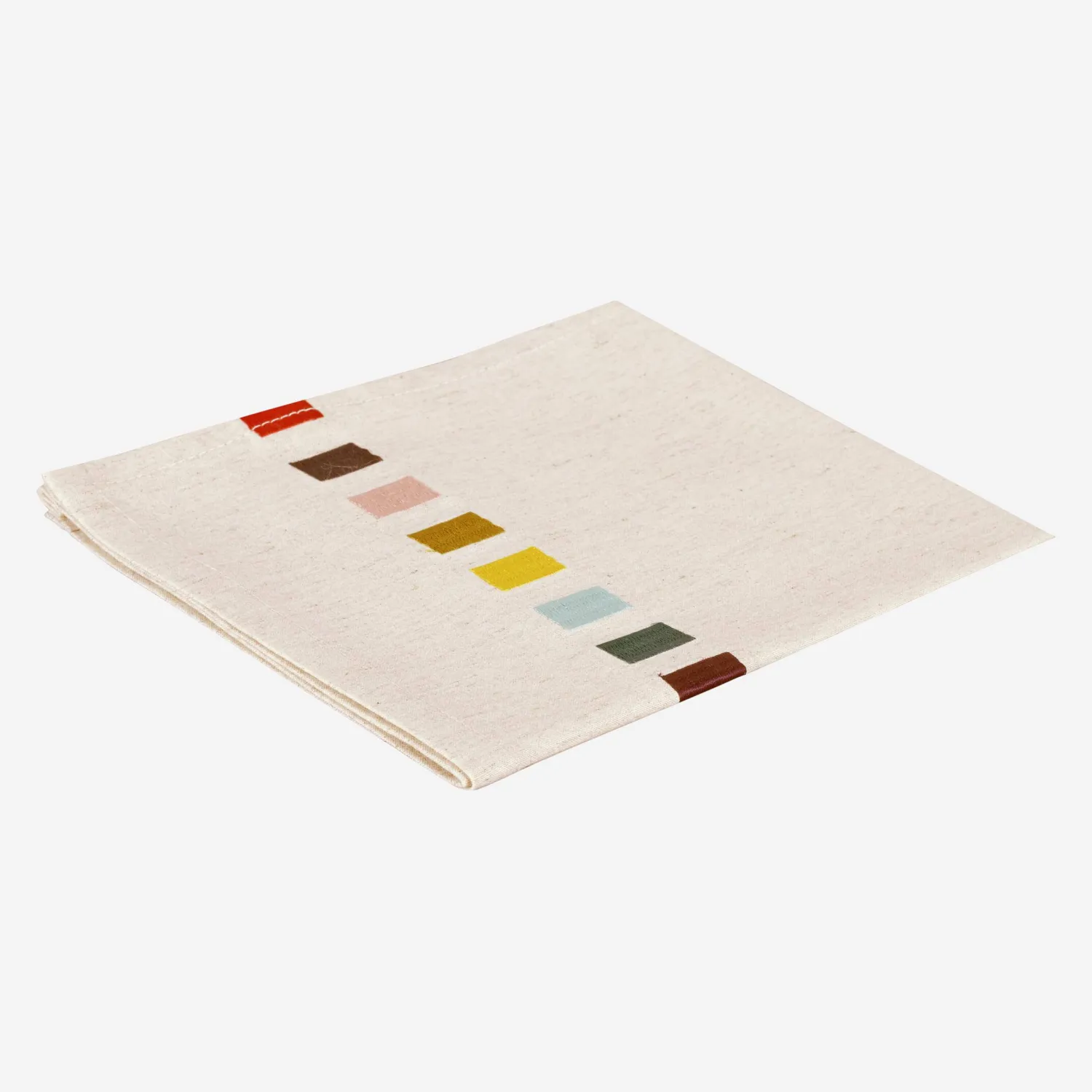 Servilleta de mesa 40x40cm blanca con rayas coloridas (Lote de 10) - 1