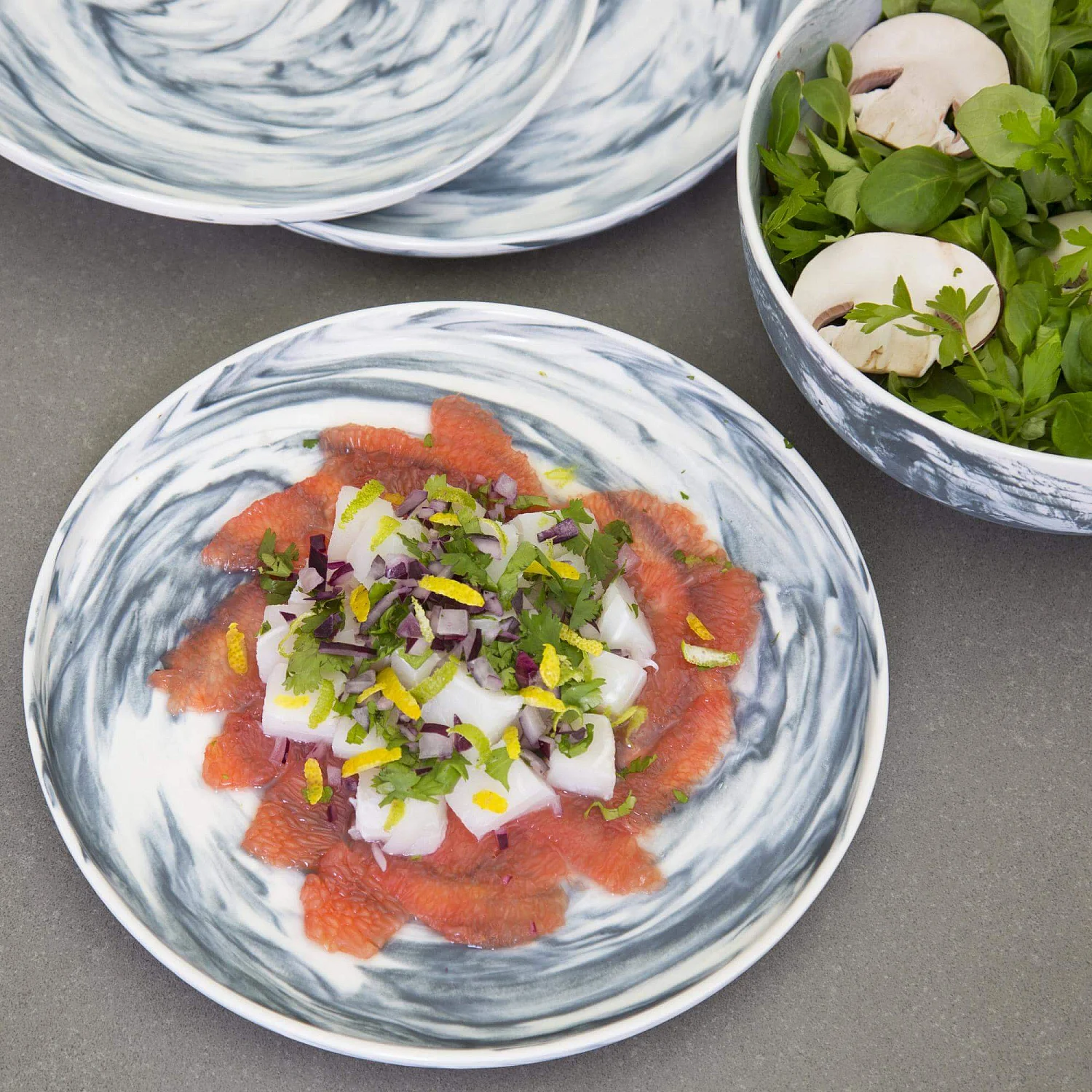 Assiette plate 24,5 cm en porcelaine grise (Lot de 4) - 1