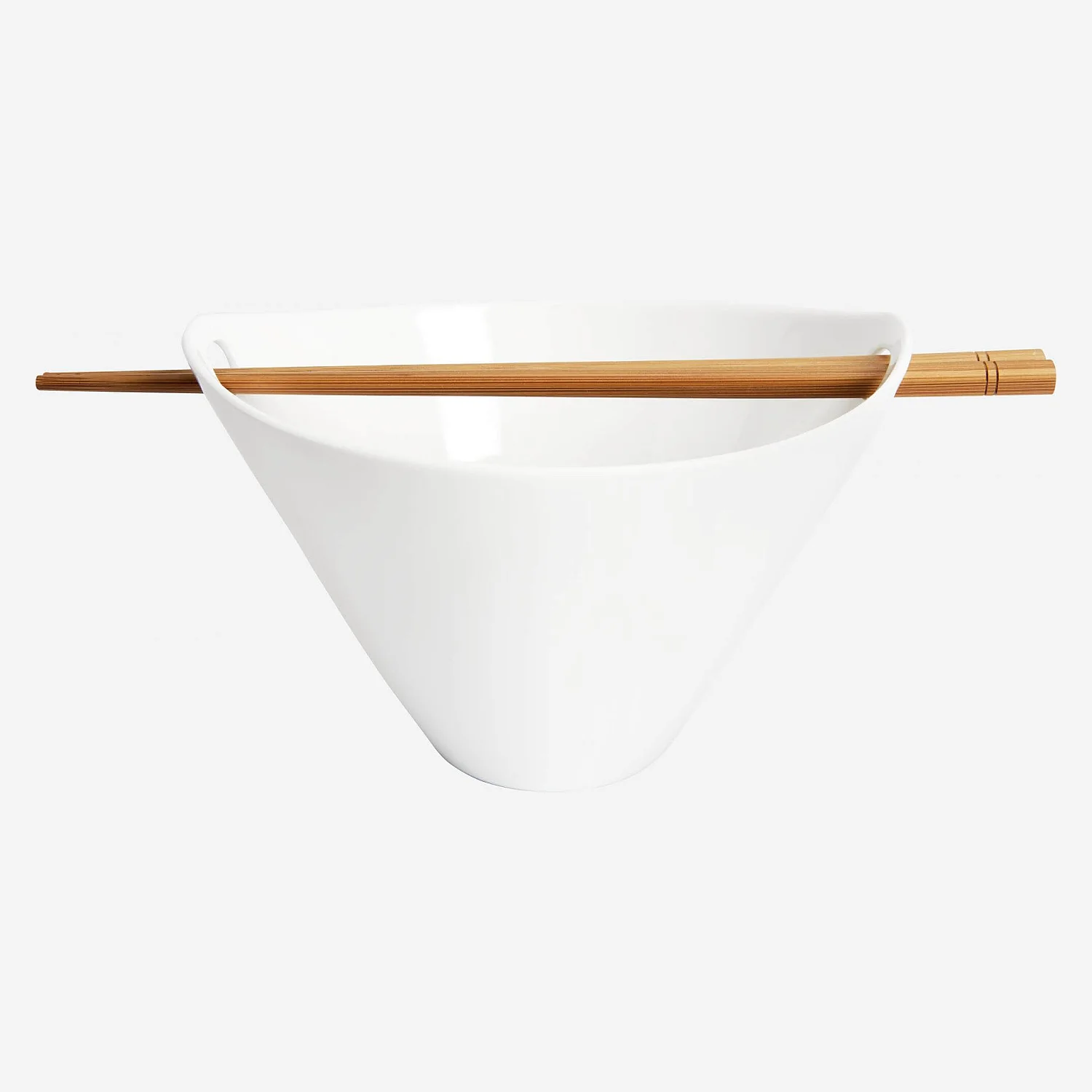 Bol de nouilles avec baguettes en porcelaine - 8 cm - Blanc (Lot de 4) - 2