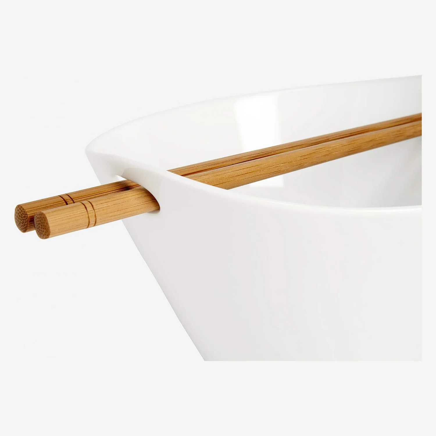 Bol de nouilles avec baguettes en porcelaine - 8 cm - Blanc (Lot de 4) - 3