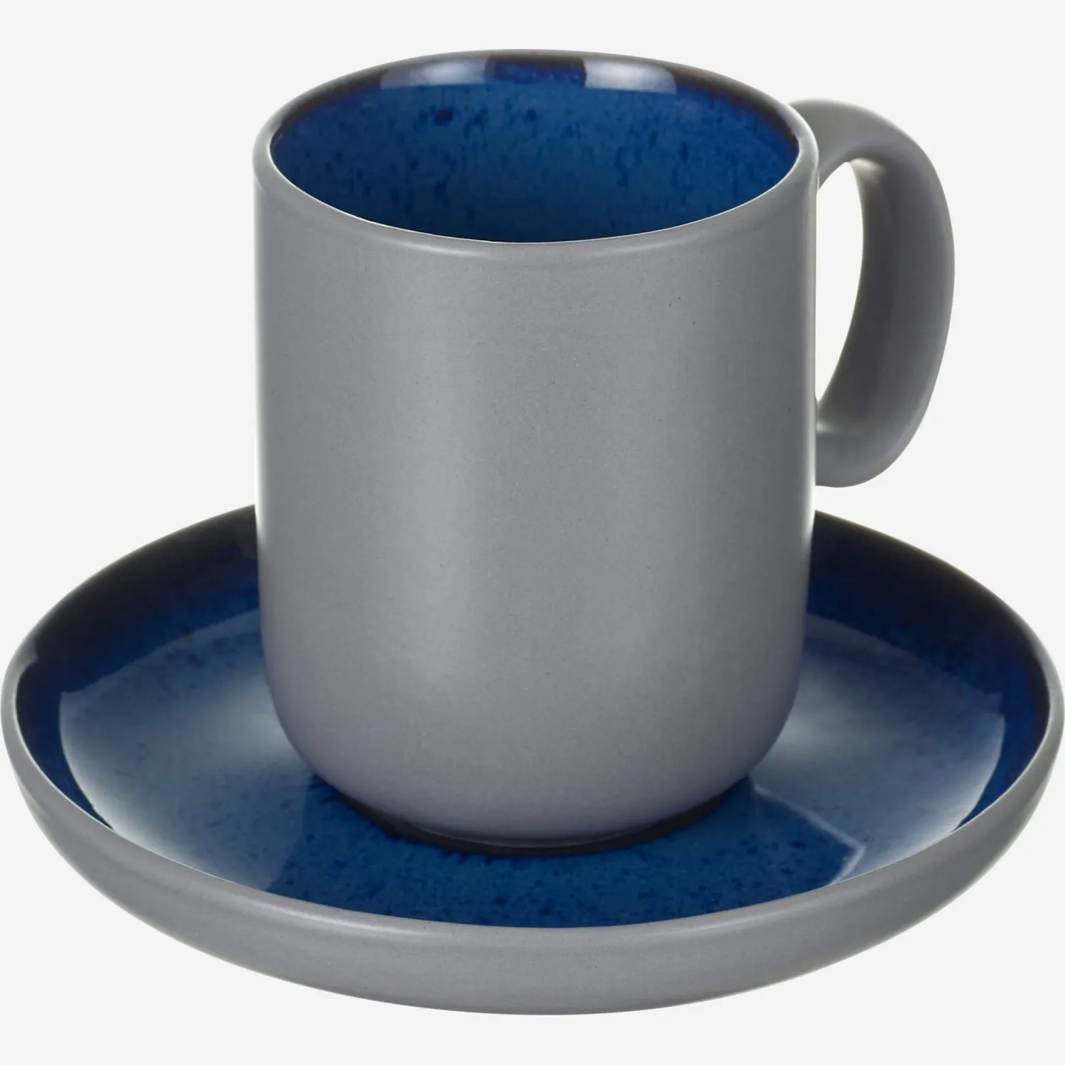 Tasse et soucoupe en grès bleu (Lot de 6)
