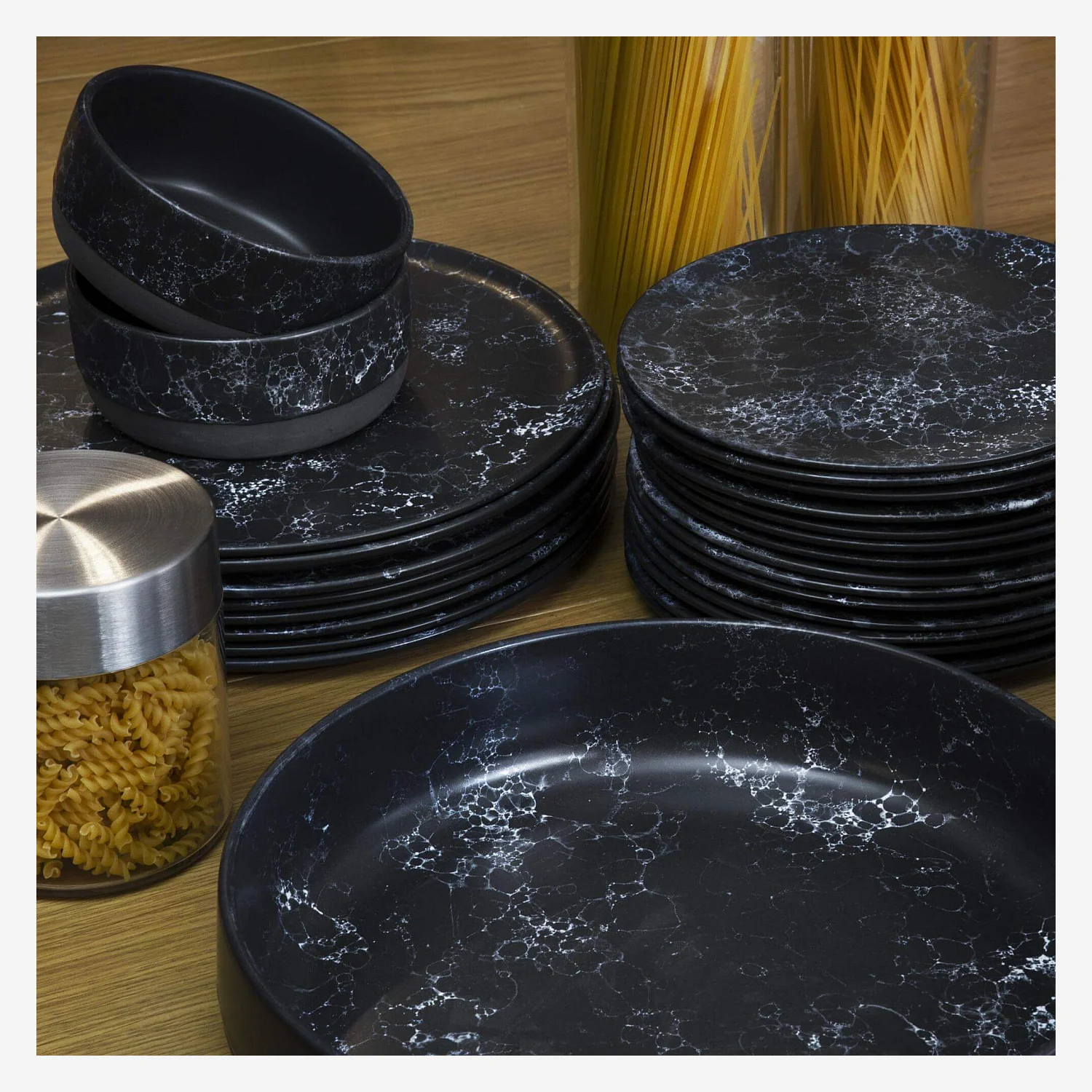 Assiette Plate 28 cm - Grès - Noire (Lot de 6) - 4