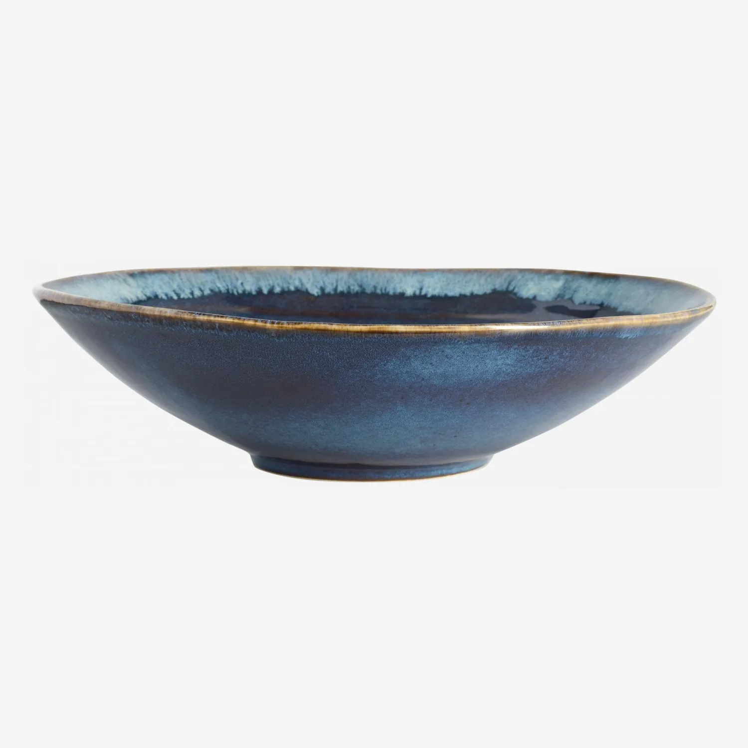 Plat de service en grès - 33 cm - Bleu (Lot de 2) - 1