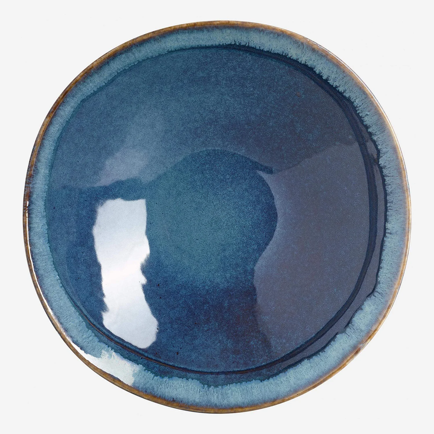 Plat de service en grès - 33 cm - Bleu (Lot de 2) - 3