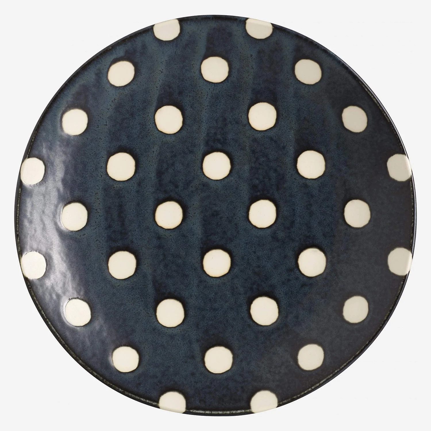 Assiette à dessert en porcelaine - 23 cm - Bleu marine et pois blancs (Lot de 5) - 2