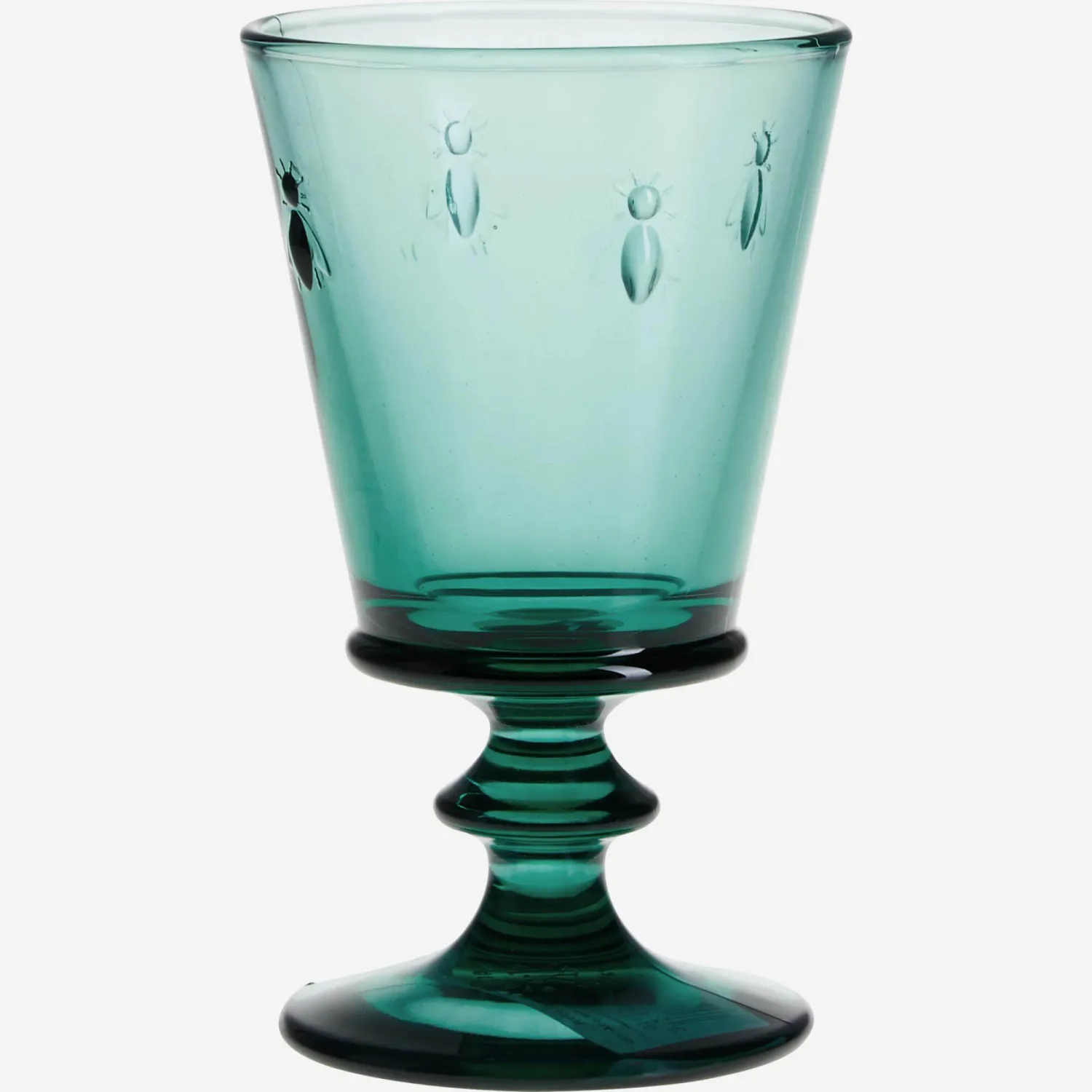 Verre à pied en verre pressé - 240 ml - Vert émeraude (Lot de 6)