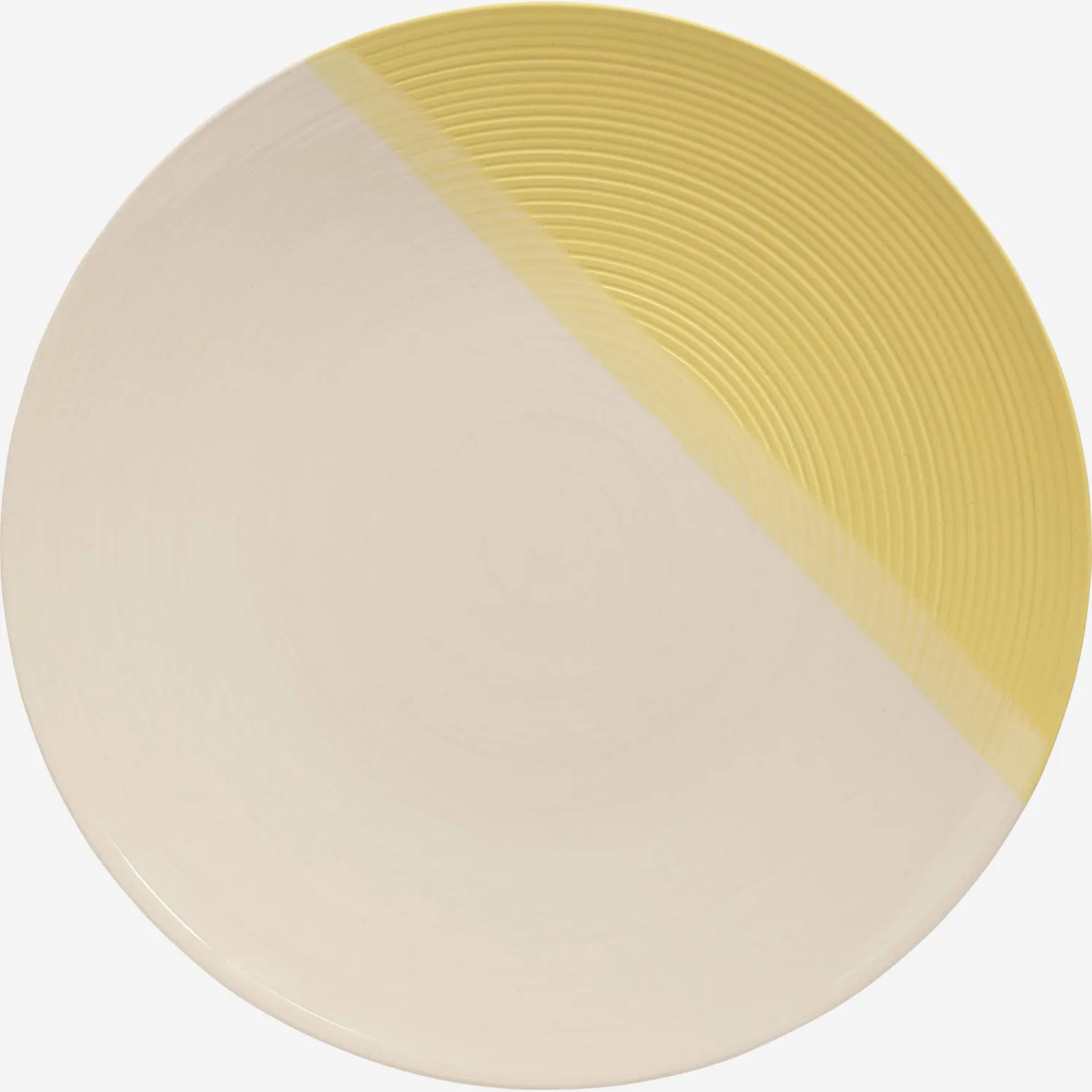 Assiette plate en grès - 28 cm - Jaune (Lot de 4)