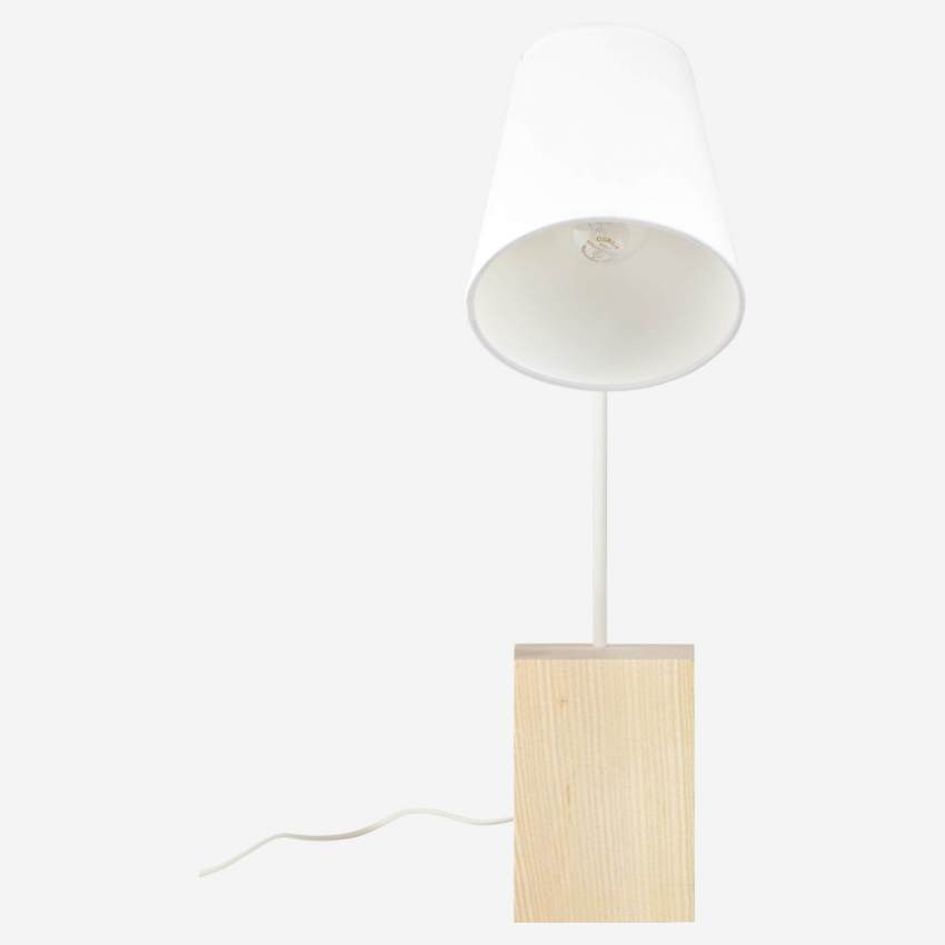 Lampe de table 55cm en tissu et base en frêne