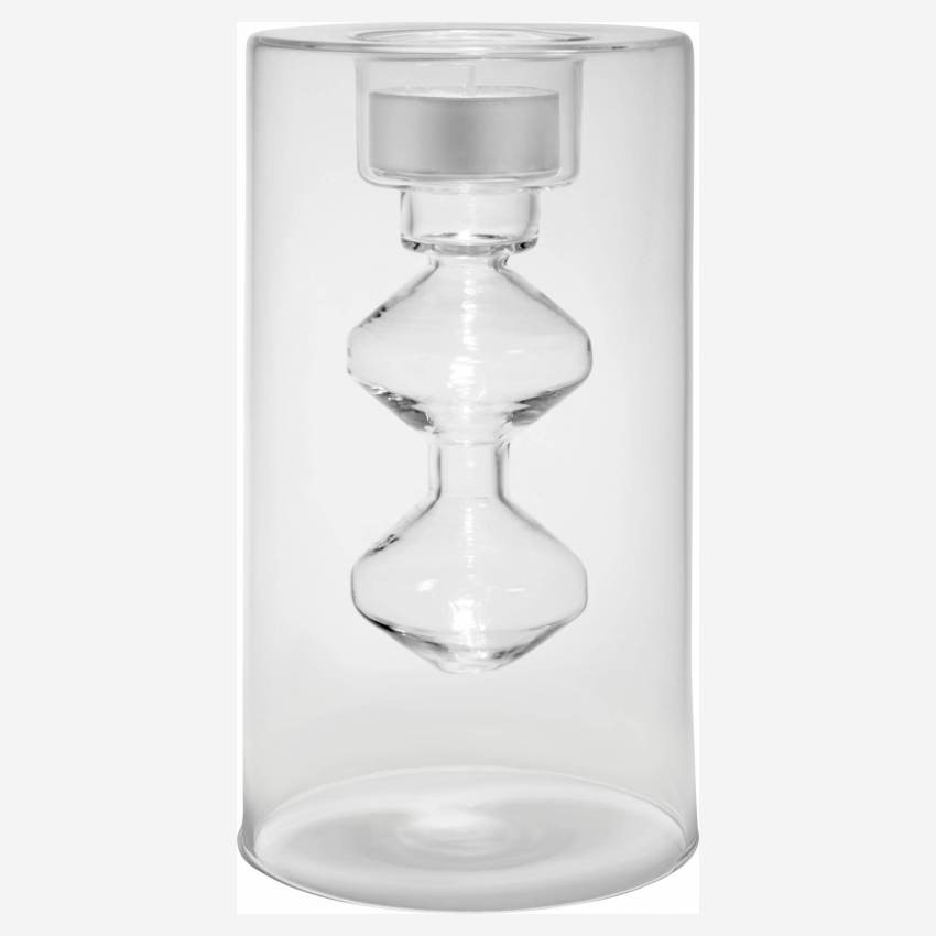 Glass candle handler - 16.5 cm - Transparent