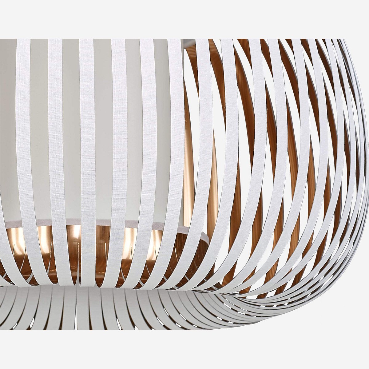 Ichigo - Pantalla para lámpara de techo 45x27cm en PVC blanca y cobre