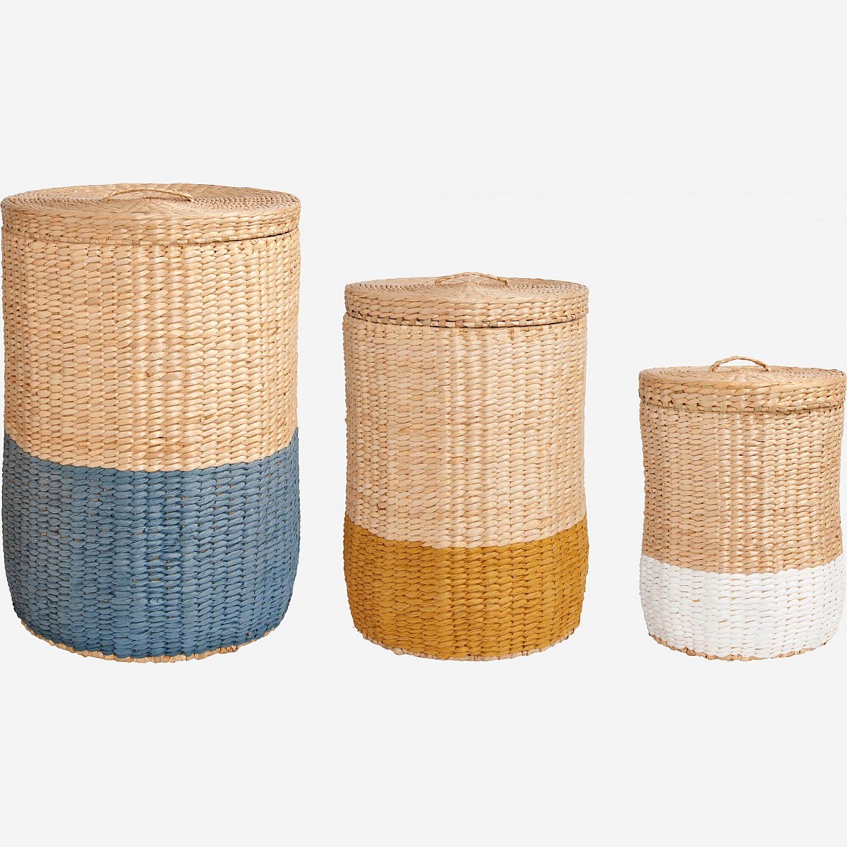 Milk - Cesta de almacenaje 50cm color natural y azul - Habitat