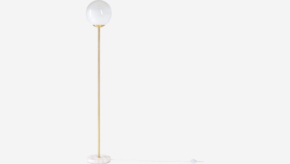 Lampadaire en verre et marbre - 158 cm - Blanc