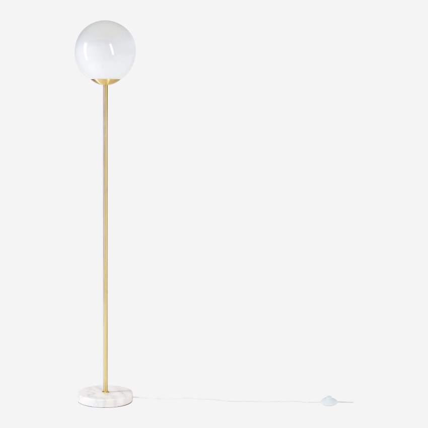 Lampadaire en verre et marbre - 158 cm - Blanc