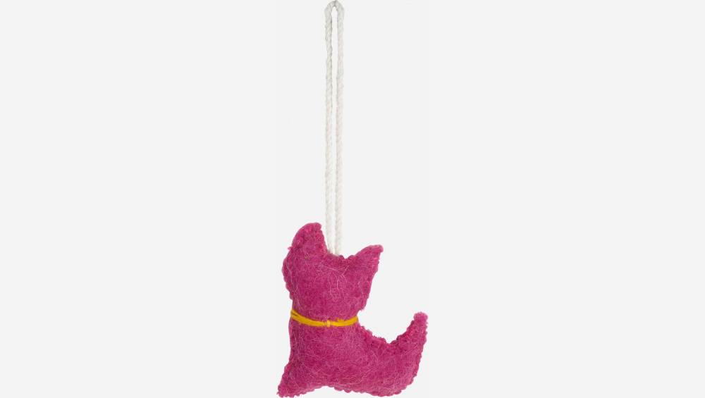 Weihnachtsdekoration - Rosafarbene Katze aus Filz zum Aufhängen