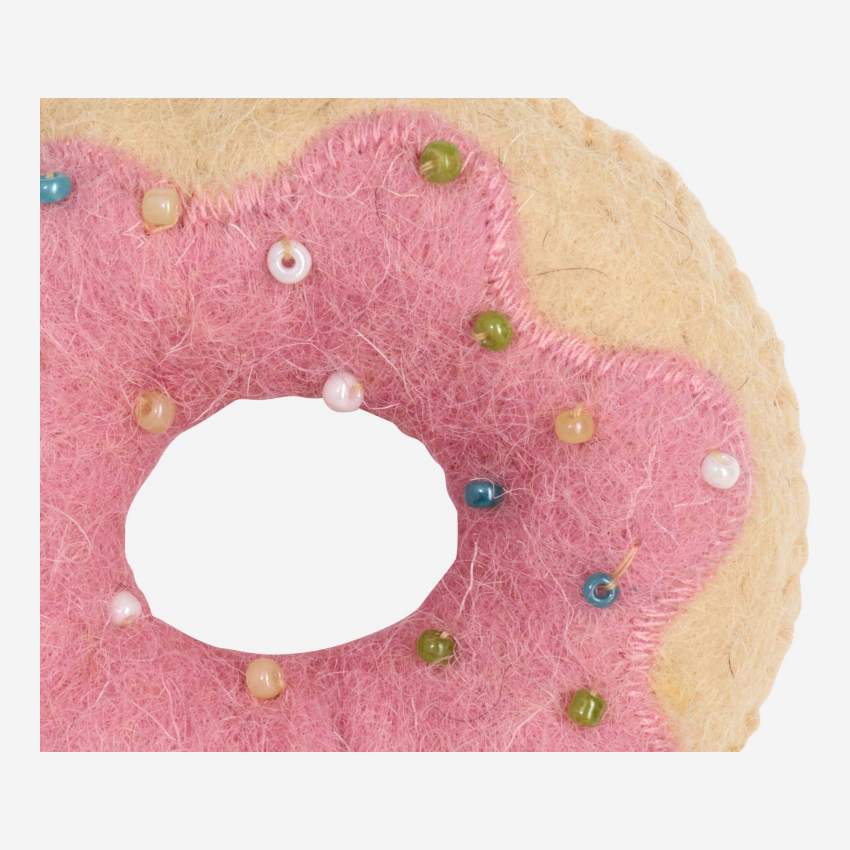 Weihnachtsdekoration - Rosefarbener Donut aus Filz zum Aufhängen 