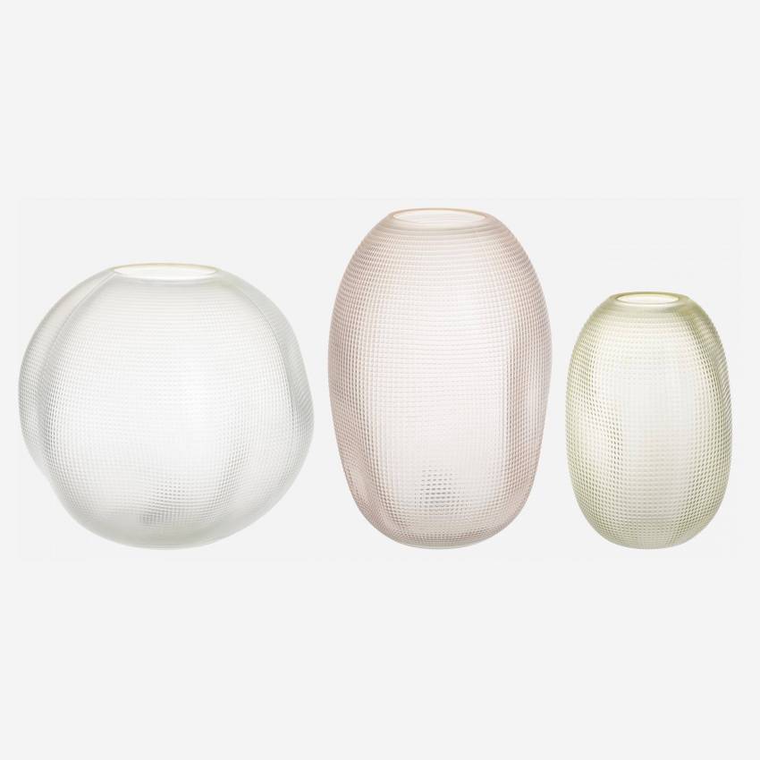 Vase en verre texturé et soufflé bouche - Blanc