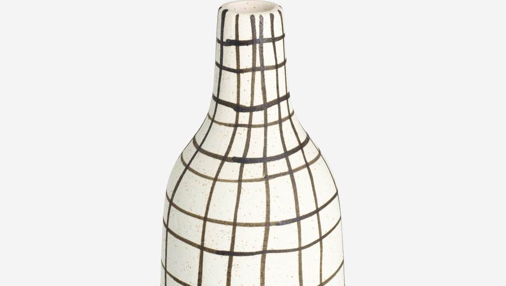 Vase en grès avec motifs carreaux - Blanc