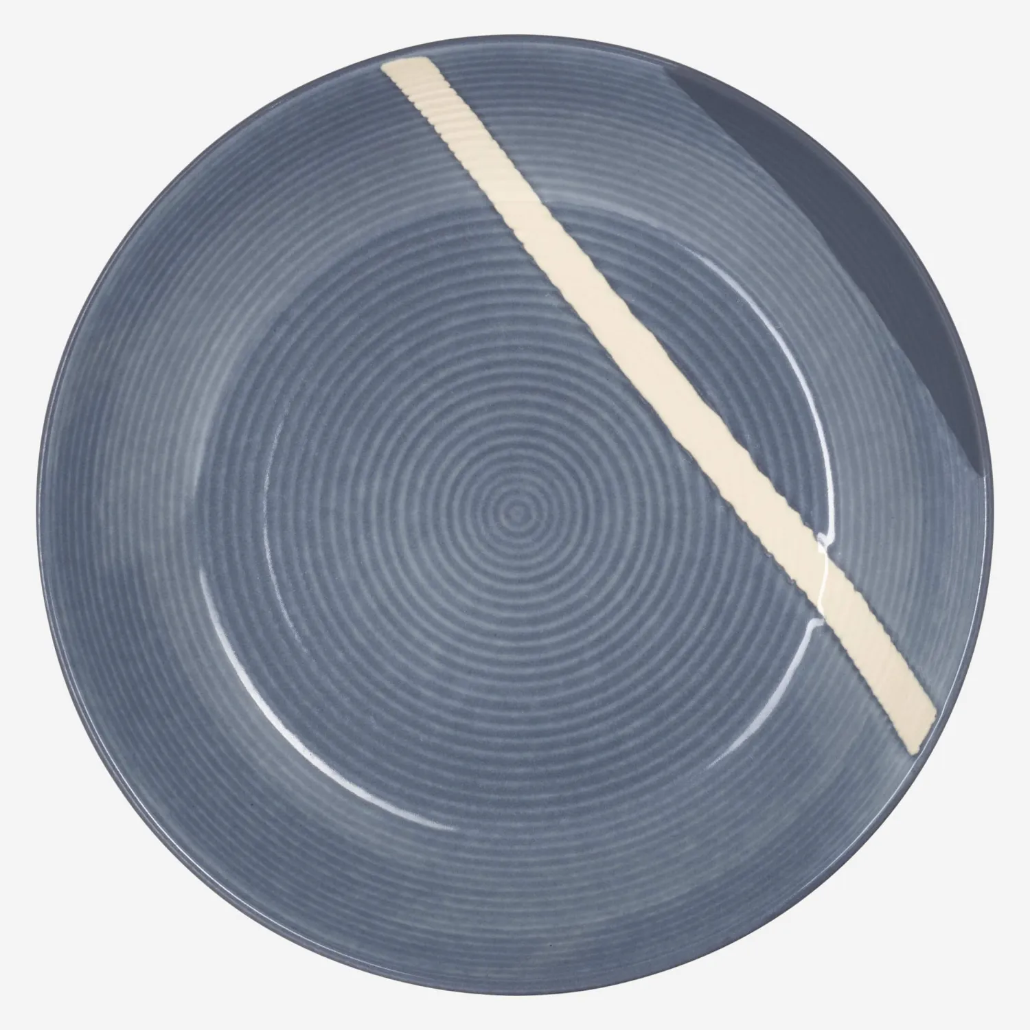 Assiette creuse en grès - 24 cm - Gris bleu (Lot de 4) - 1