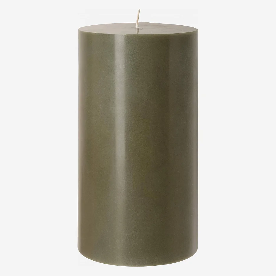 Bougie cylindrique - 10,5 x 20 cm - Kaki (Lot de 6) - 1