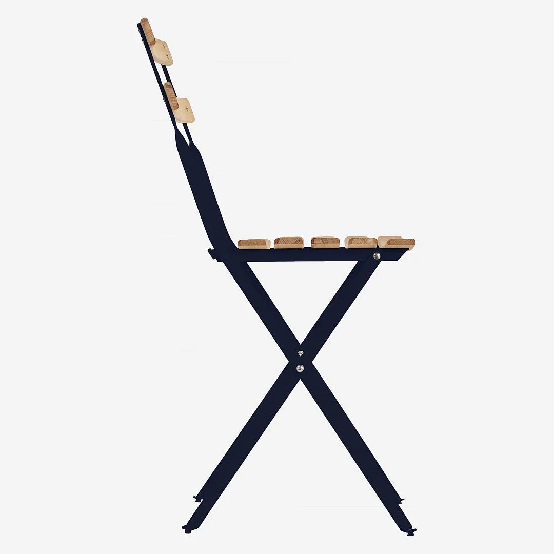 Chaise pliante de jardin en acier - Bleu foncé (Lot de 2) - 5