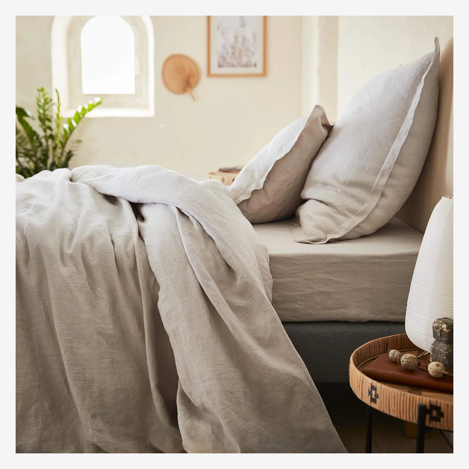 Taie d'oreiller en lin - 65 x 65 cm - Beige (Lot de 2) - 2