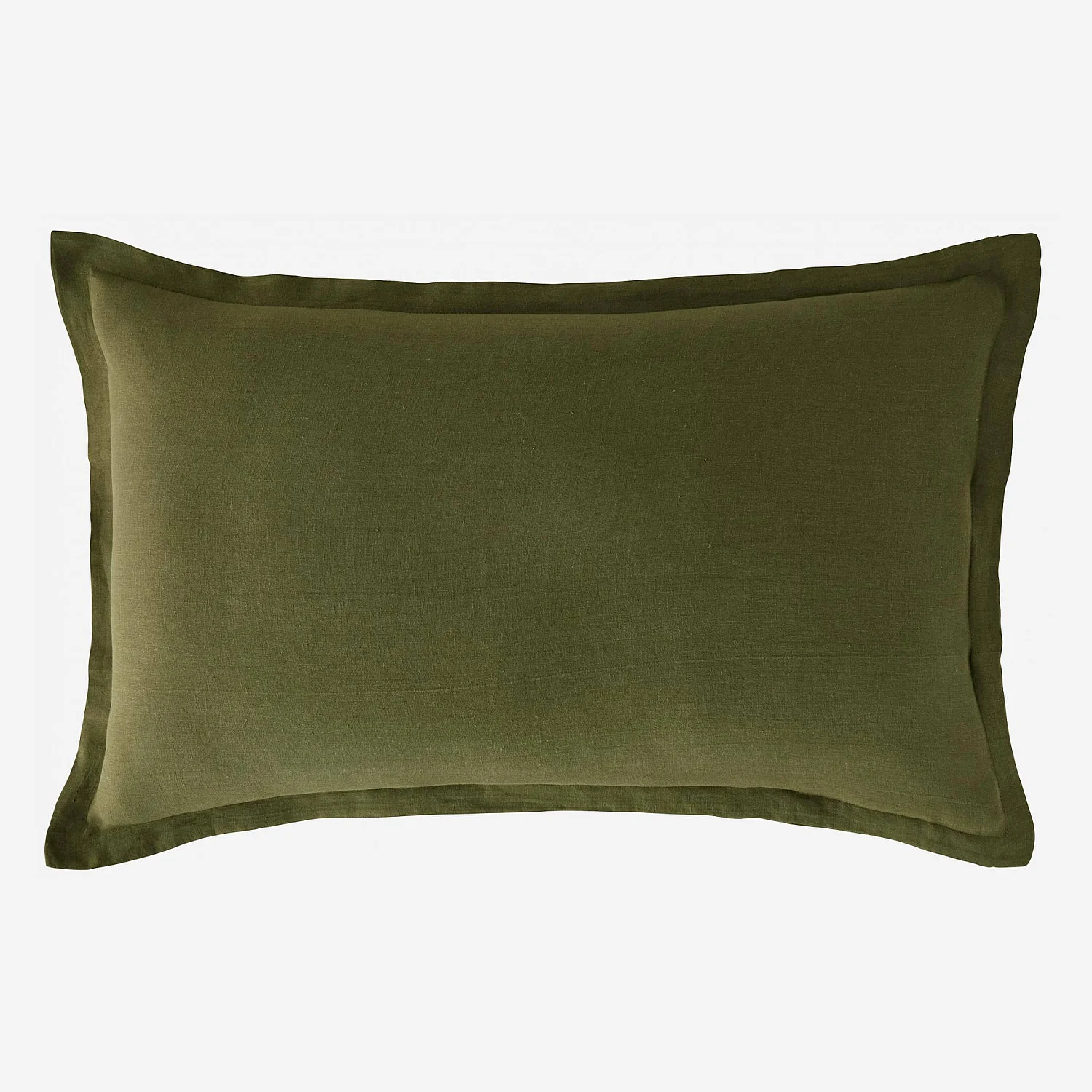 Taie d'oreiller en lin - 50 x 80 cm - Vert kaki (Lot de 2) - 2