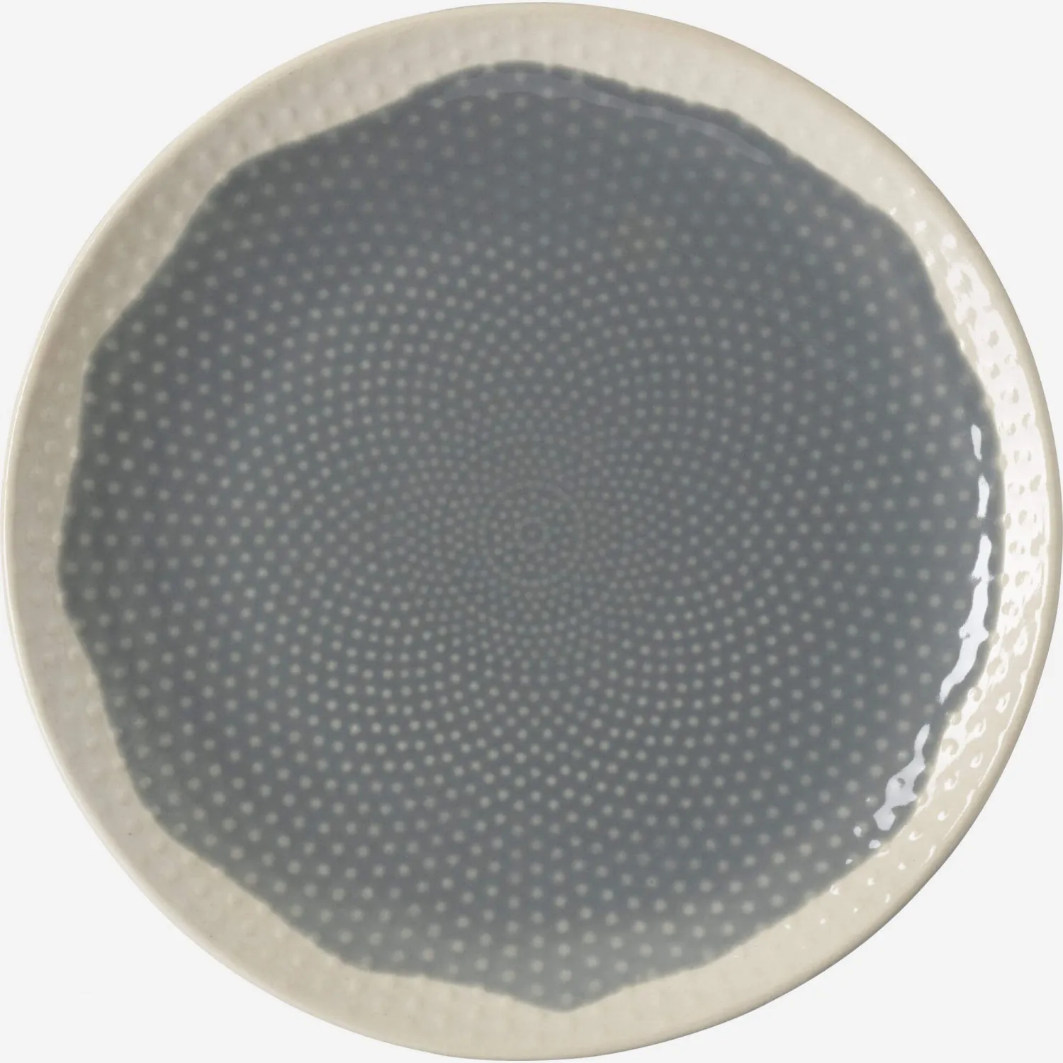 Plato de postre de gres - 20 cm - Gris (Lote de 4)