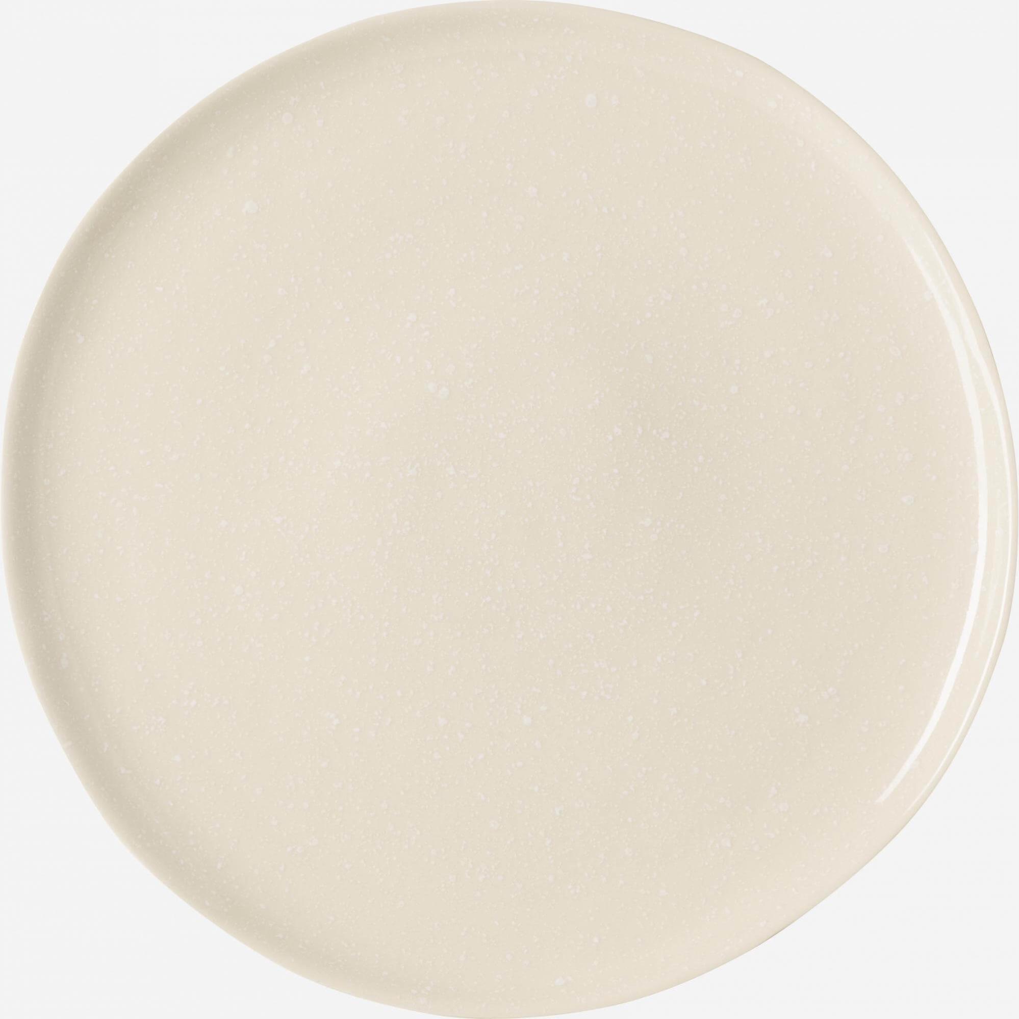 Plato llano de gres - 26,5 cm - Blanco moteado (Lote de 6)