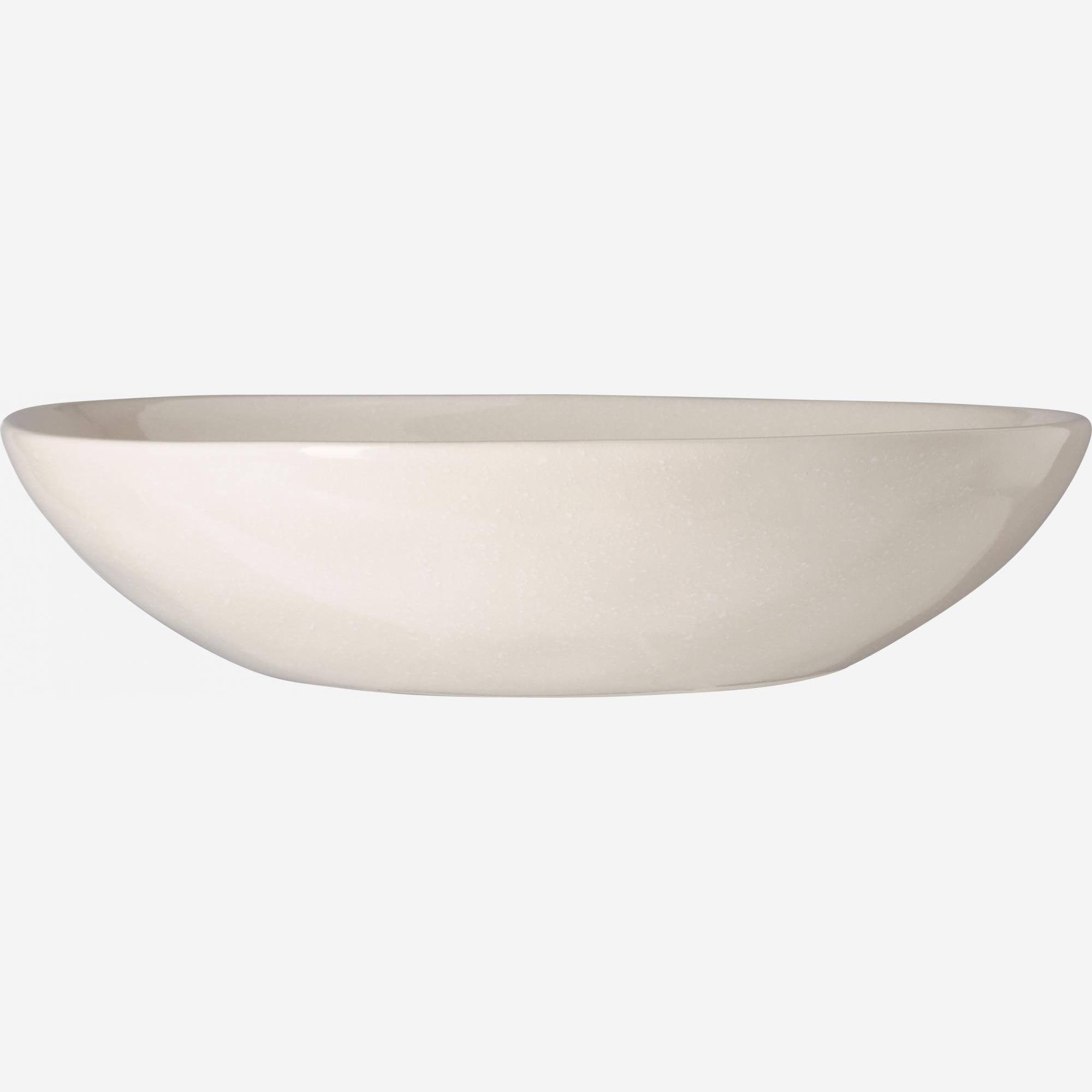 Plato hondo de gres - 20 cm - Blanco moteado (Lote de 6)