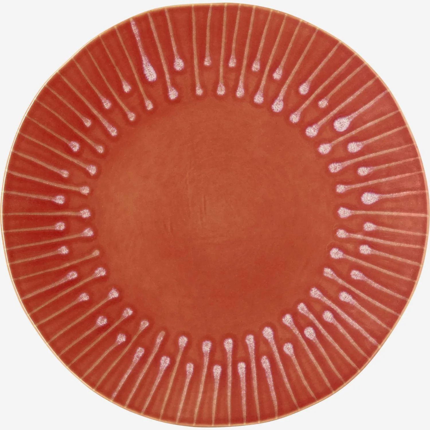 Assiette plate en grès - 28,5 cm - Rouge (Lot de 4)