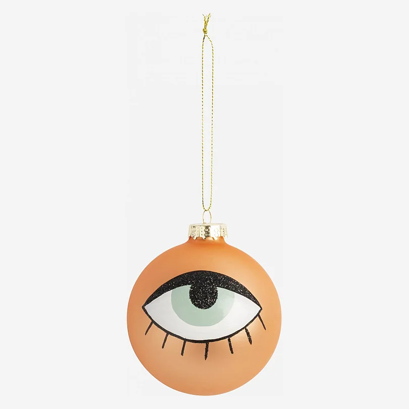 Décoration de Noël - Boule en verre avec motif oeil - Rose (Lot de 6) - 2