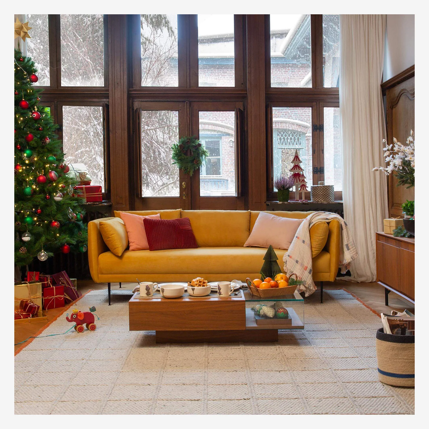 Cojín de algodón - 45 x 45 cm - Naranja (Lote de 3) - 4