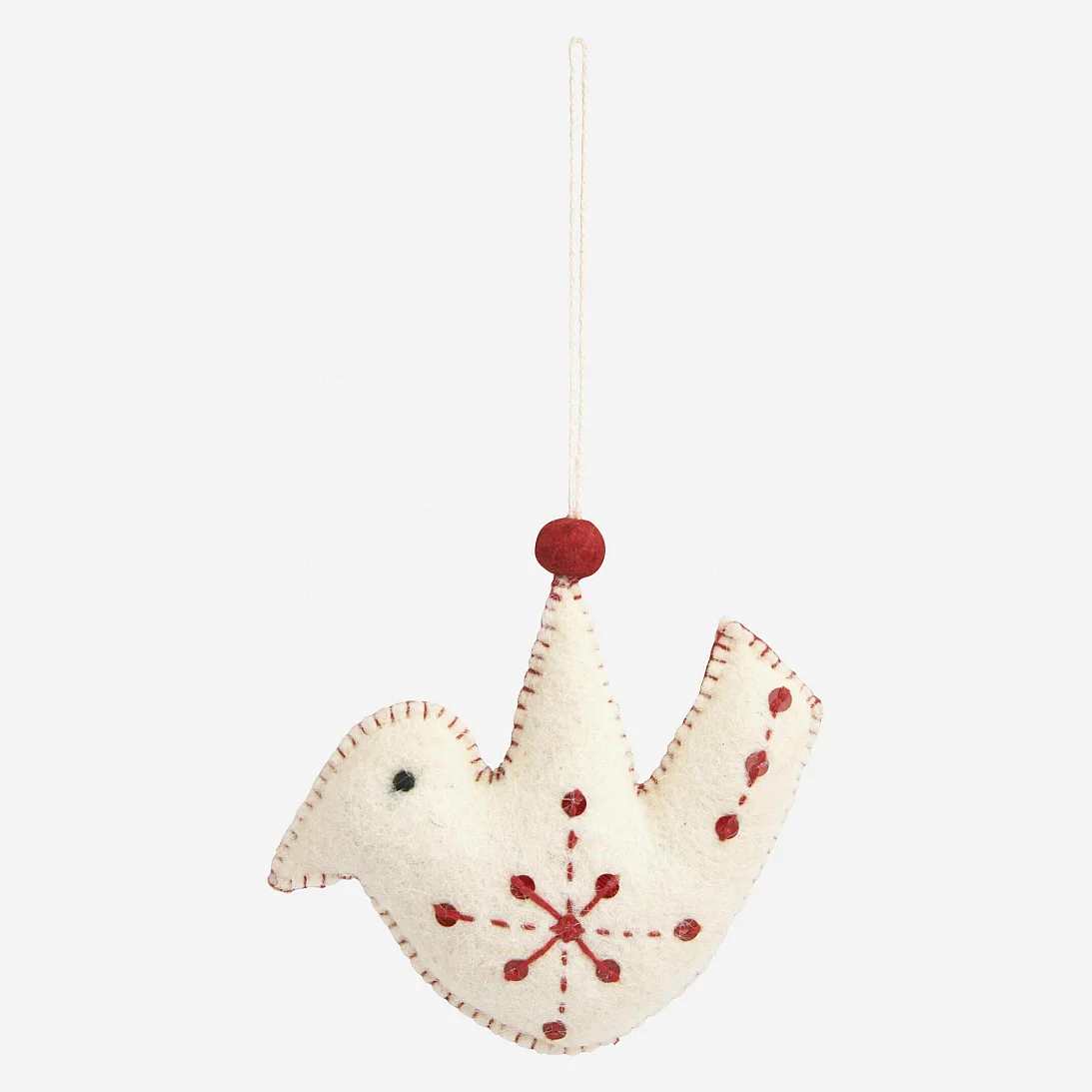 Décoration de Noël - Oiseau en feutre à accrocher - Blanc (Lot de 10) - 2