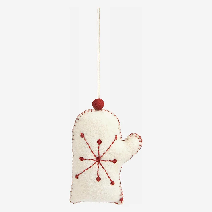 Décoration de Noël - Moufle en feutre à accrocher (Lot de 10) - 1