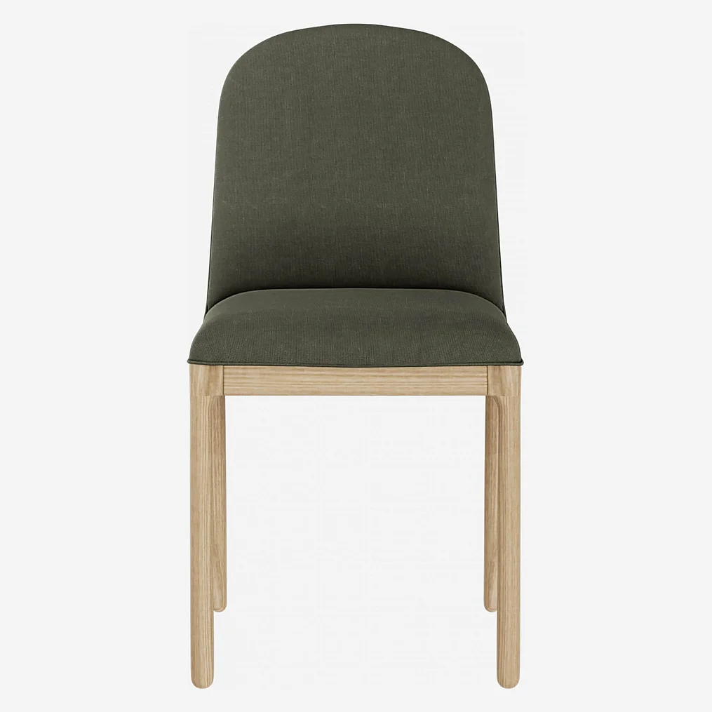 Stoffen stoel met poten van esdoornhout - Donkergrijs (Set van 2) - 3