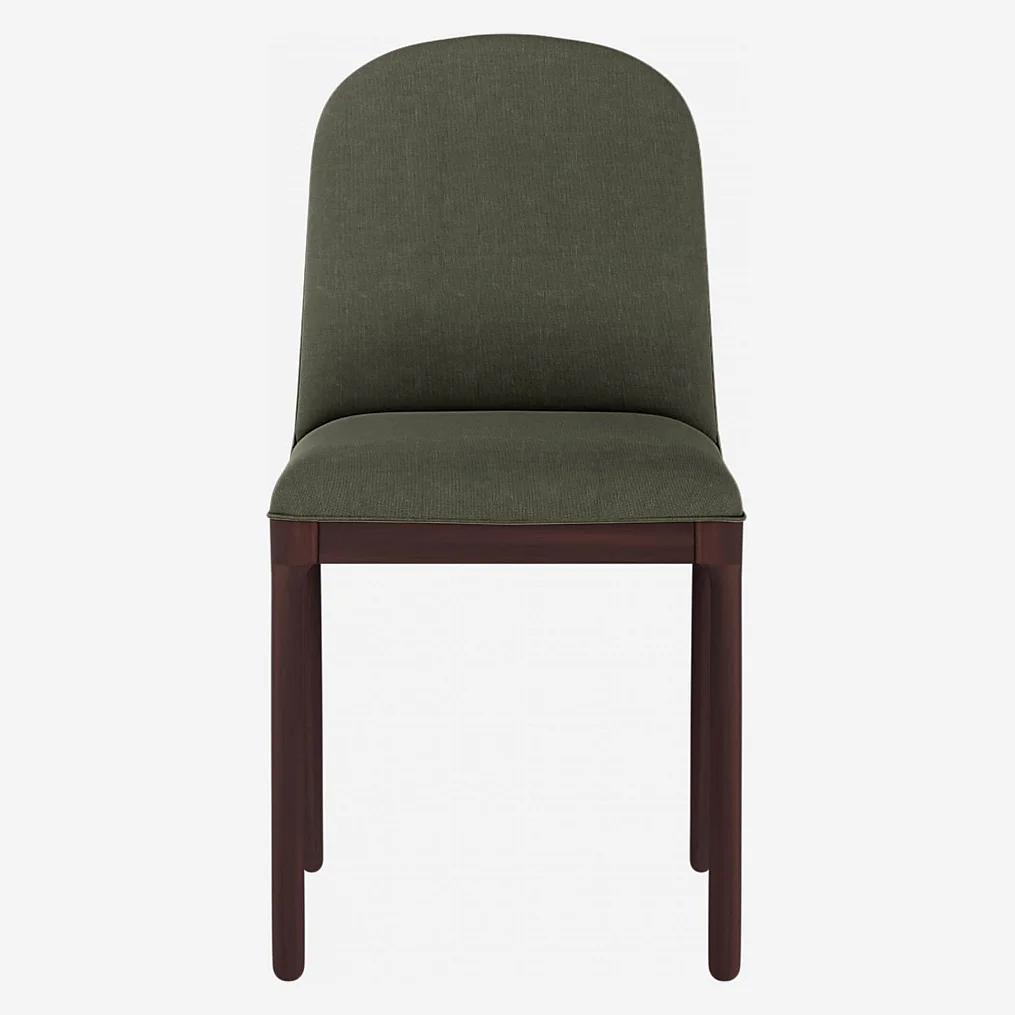 Chaise en tissu et pieds en noyer - Taupe (Lot de 2) - 1