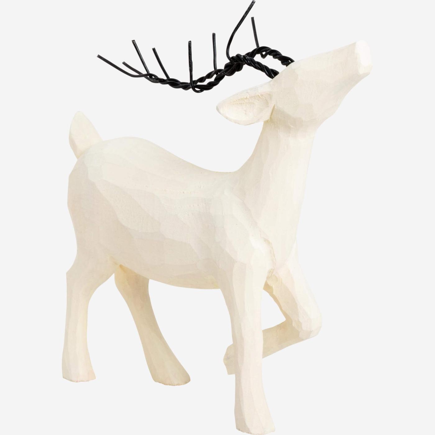 Décoration de Noël - Renne debout en bois à poser - Blanc (Lot de 4)