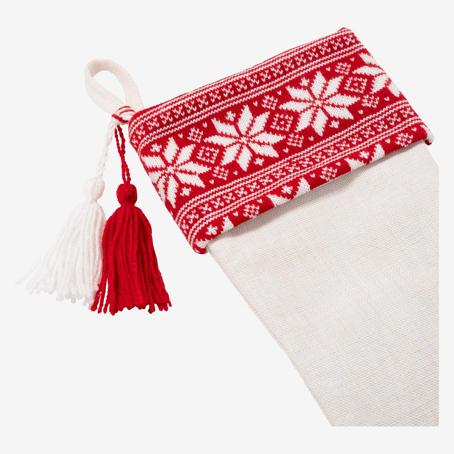 Decoración de Navidad - Juego de 12 calcetines de punto - Blanco y rojo - 2