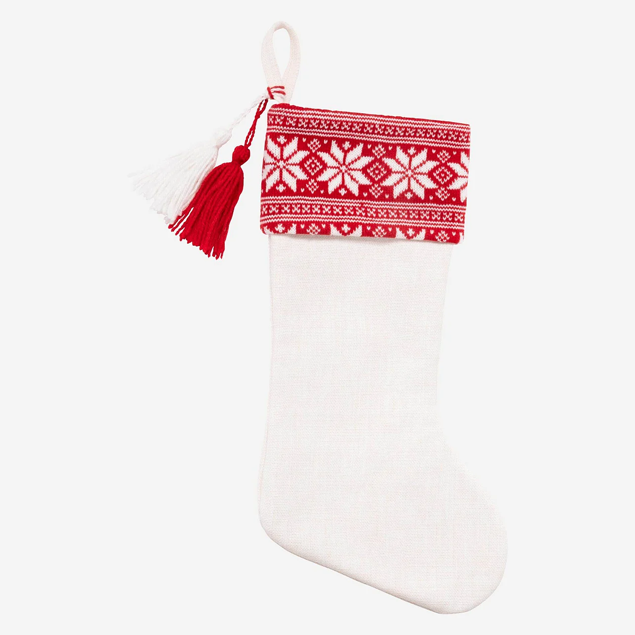 Decorazione di Natale - Calzino lavorato a maglia - Bianco e rosso (Lote de 12) - 1