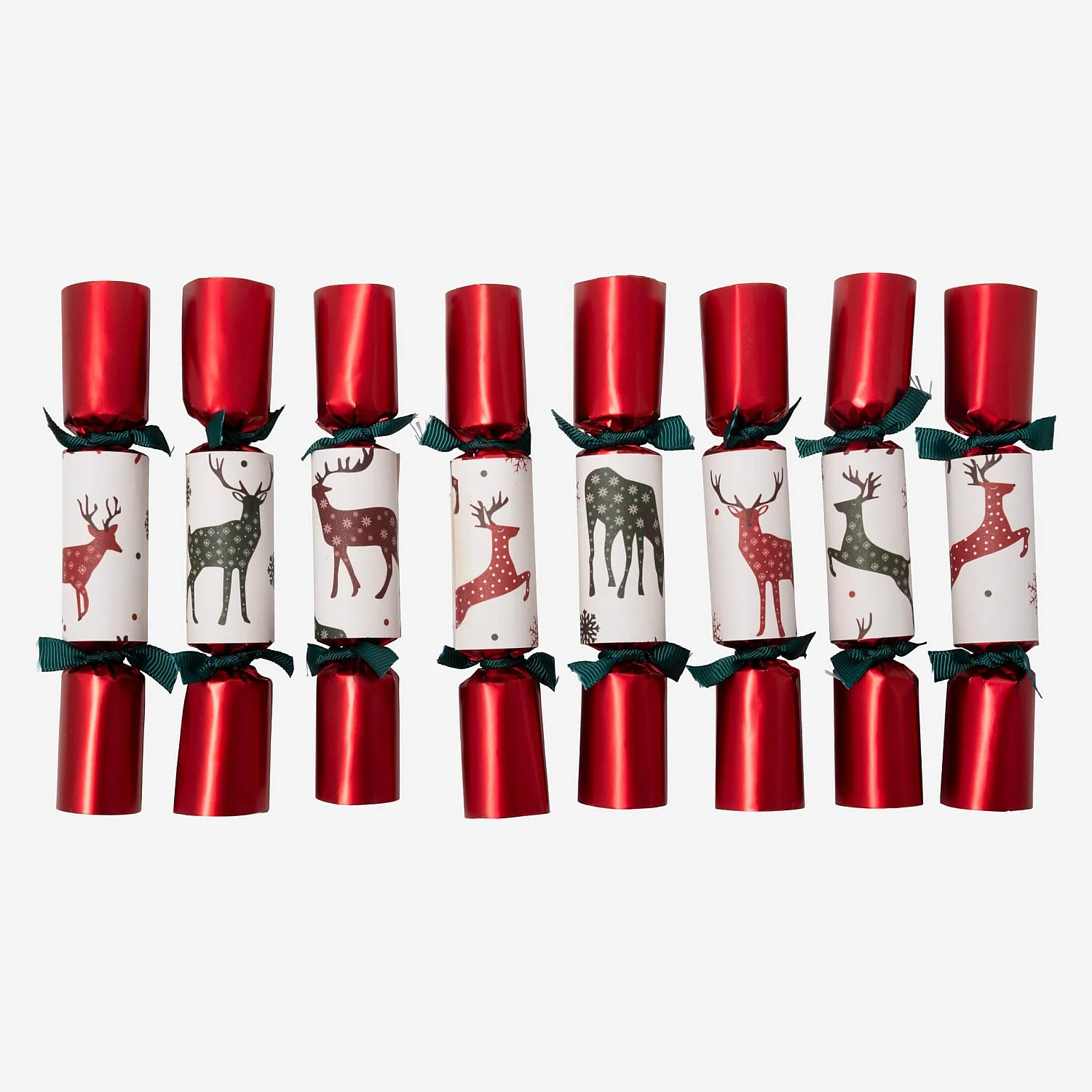 Weihnachtsdekoration - 8er-Set Mini-Cracker mit Rentiermotiv - Rot, Weiß, Cremefarben (12-er-Set) - 2