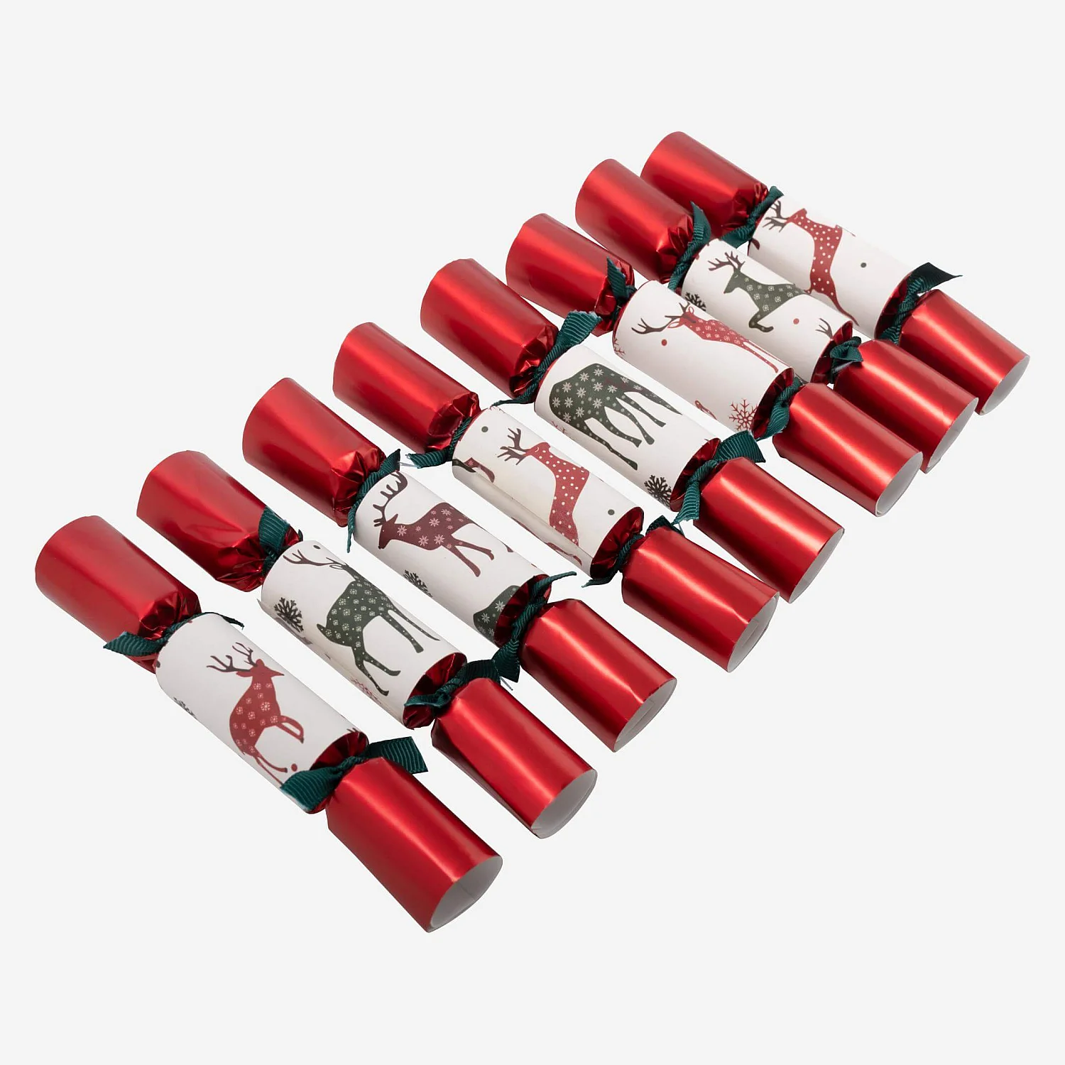 Weihnachtsdekoration - 8er-Set Mini-Cracker mit Rentiermotiv - Rot, Weiß, Cremefarben (12-er-Set) - 5