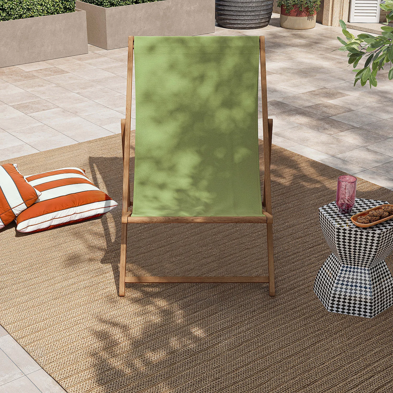 Toile en coton pour chilienne - Vert olive (structure vendue séparément) - 1